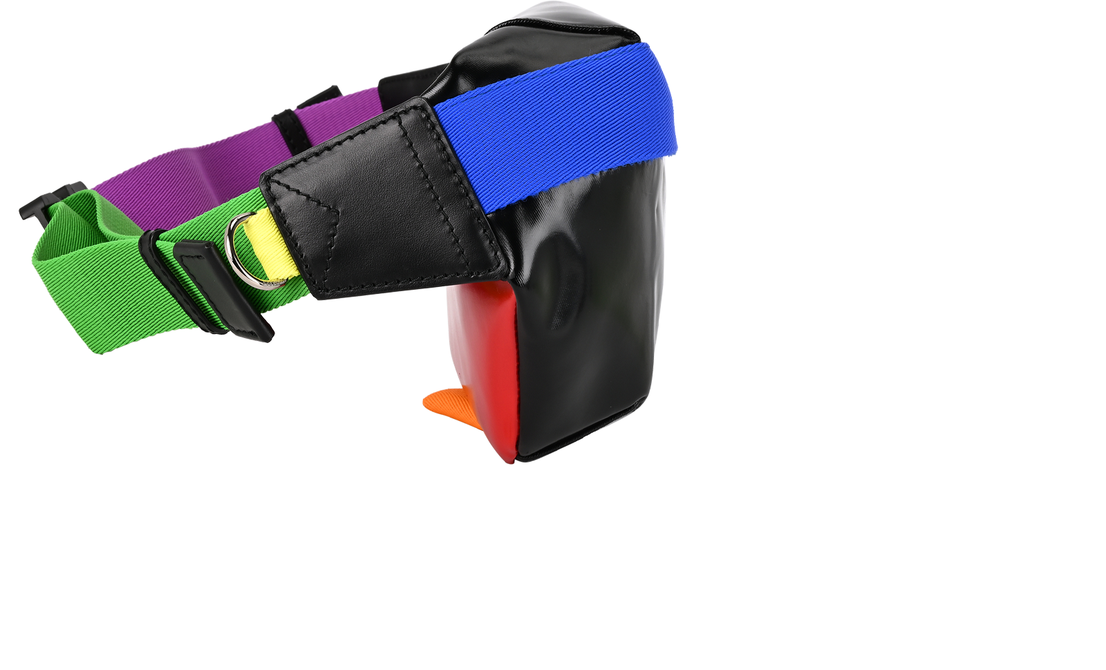 Rainbow Bum Bag, &pound;250, Handbags, Black/Blue/Orange/Red, Fabric/Leather, Side view